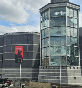 Canal-side banner installation Royal Armouries
